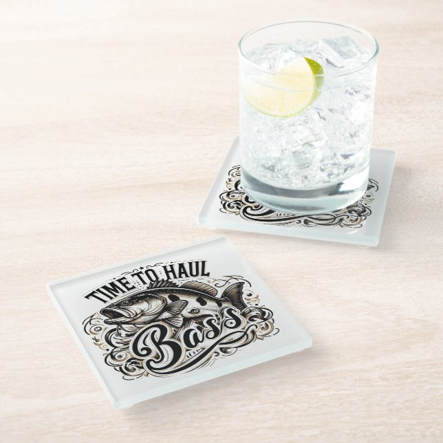 Frischzeit für den Hochseefang Glasuntersetzer (Schrägansicht)