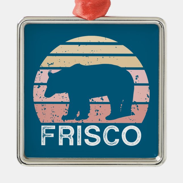 Frisco Colorado Retro Bear Ornament Aus Metall (Vorne)