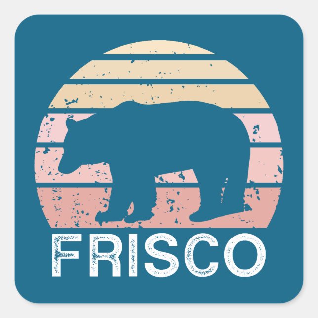 Frisco Colorado Retro Bear Quadratischer Aufkleber (Vorderseite)