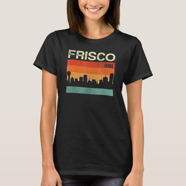 Frisco Texas Town Skyline T-Shirt (Vorderseite)