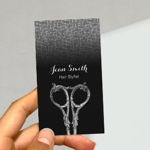Friseur Antiquarische Schere Moderne Glitter Visitenkarte
