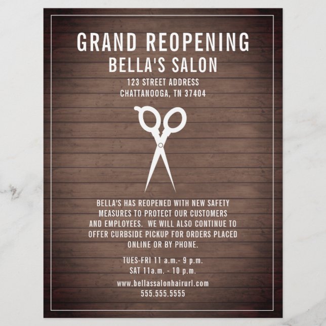 Friseur Barber Grand Wiedereröffnung Rustikales Ho Flyer (Vorne)
