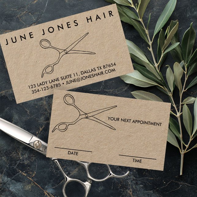 Friseur Barbier Schere Chic TERMININ Visitenkarte (Hair Stylist Barber Scissors Chic APPOINTMENT DATE TIME REMINDER Business Card
)