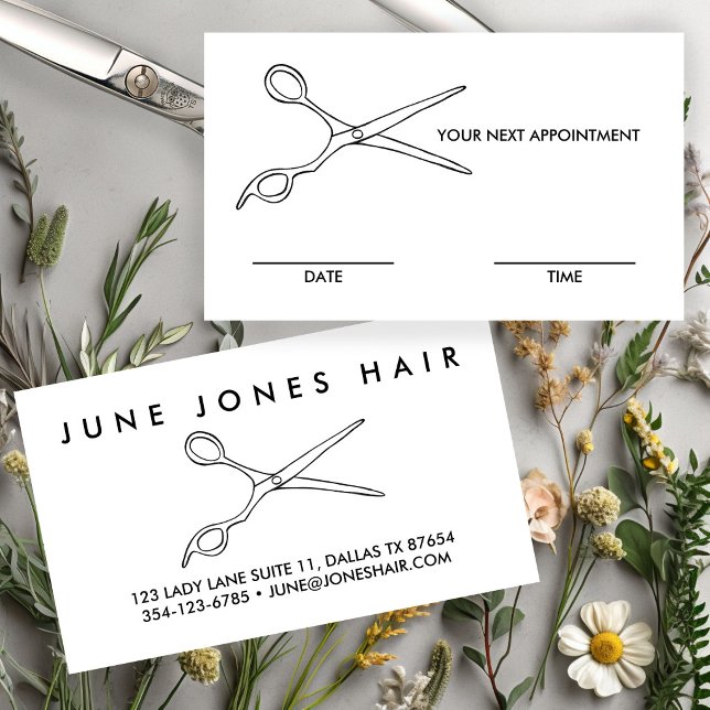 Friseur Barbier Schere Chic TERMININ Visitenkarte (Hair Stylist Barber Scissors Chic APPOINTMENT DATE TIME REMINDER Business Card
)