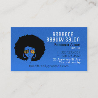 Friseur Beauty Mädchen Salon Blau Visitenkarte