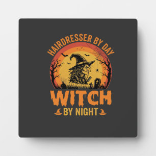 Friseur bei Tag, Hexe bei Nacht Halloween-Design Fotoplatte