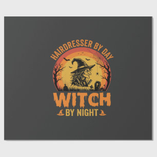 Friseur bei Tag, Hexe bei Nacht Halloween-Design Geschenkpapier