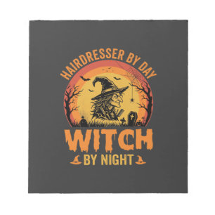 Friseur bei Tag, Hexe bei Nacht Halloween-Design Notizblock