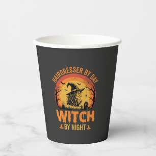 Friseur bei Tag, Hexe bei Nacht Halloween-Design Pappbecher