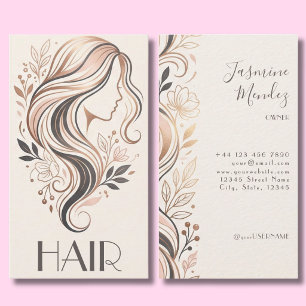 Friseur Beige Boho Creme Friseursalon Visitenkarte