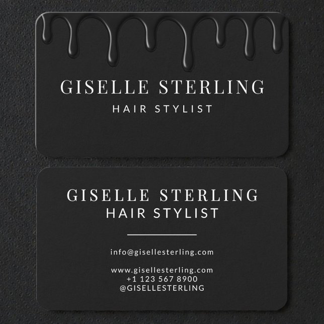 Friseur Black Dripping Luxe  Visitenkarte (Von Creator hochgeladen)