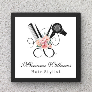 Friseur Blumen Schere stilvolles Schönheitssalon Poster