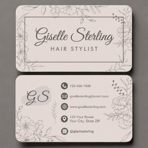 Friseur Blush Pink Floral Visitenkarte