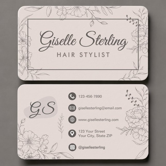 Friseur Blush Pink Floral Visitenkarte (Von Creator hochgeladen)