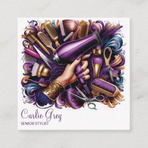 Friseur Bold Graffiti Style Salon Business Telefonnummerkarte