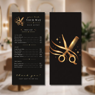 Friseur Elegante schwarze goldene Schere Custom Werbekarte
