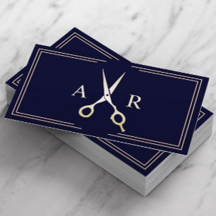 Friseur Elegantes Navy- und Gold-Schönheitssalon Visitenkarte