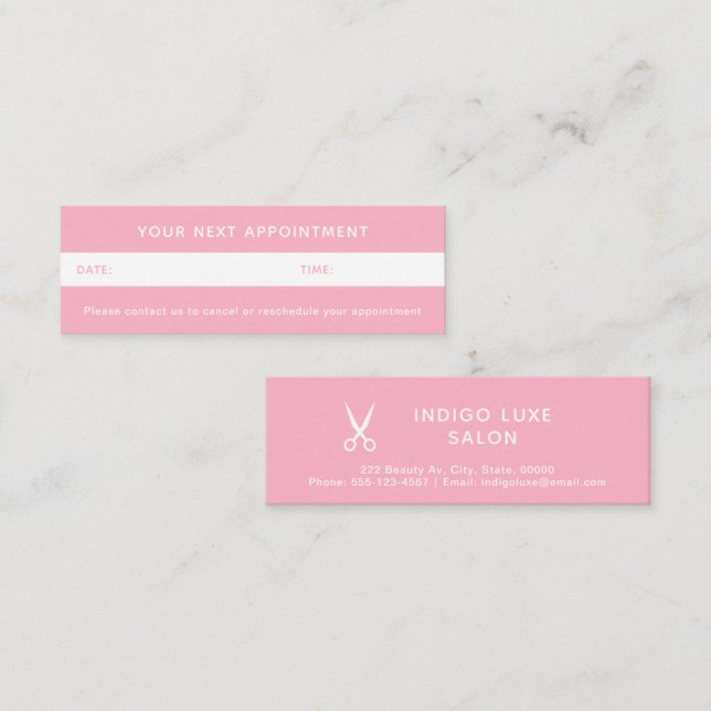 Friseur Erinnerung  Schere Rosa Mini Visitenkarte (Vorne/Hinten)
