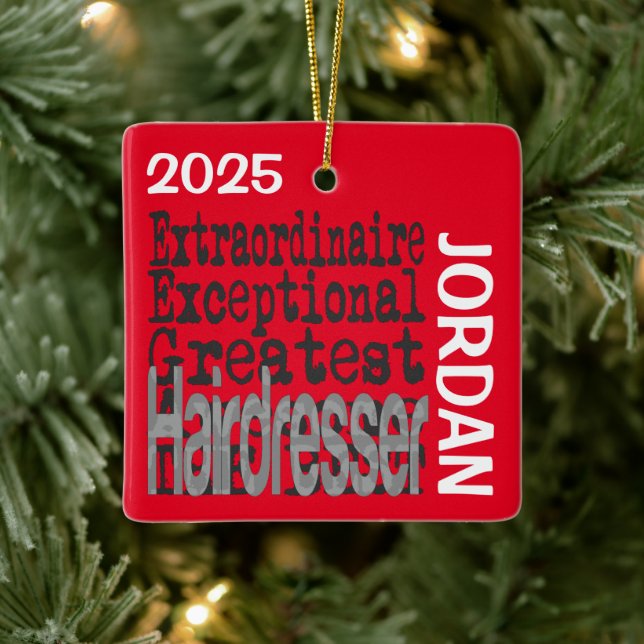 Friseur Extraordinaire CUSTOM Keramikornament (Baum)
