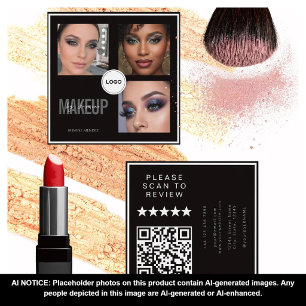 Friseur-Foto-Collage QR-Code & Bewertung Quadratische Visitenkarte