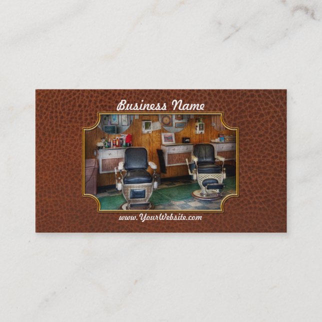 Friseur - Frenchtown, NJ - zwei alte Frisierstühle Visitenkarte (Vorderseite)