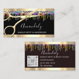 Friseur-Friseur-Holograph Tropfen-SchereQR Visitenkarte