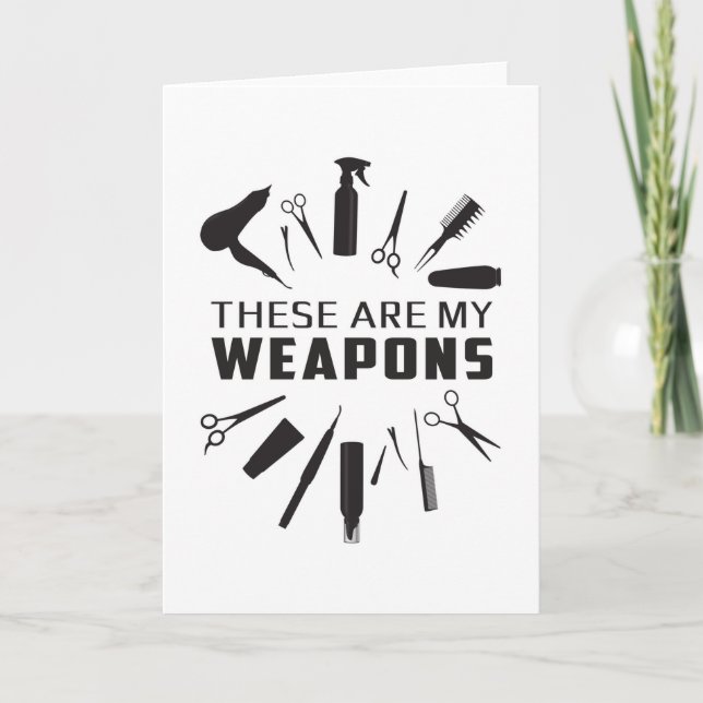 Friseur Friseur Stylist Barber Weapons Funny Gift Karte (Vorderseite)