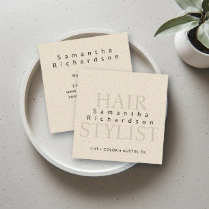 Friseur Friseurin Salon Beige Minimalist Quadratische Visitenkarte