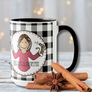 Friseur Friseurin Visagistin weibliche Cartoon Tasse