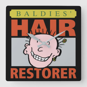 Friseur Funny Hair Restorer Quadratische Wanduhr