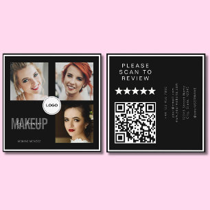 Friseur für schwarze Haare Foto-Collage QR-Code & Quadratische Visitenkarte