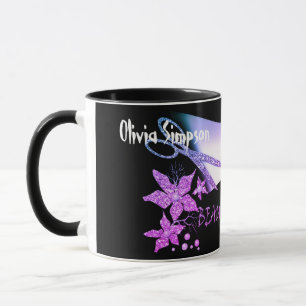 Friseur Glitter Glänzende Schere Blumen Schönheit Tasse