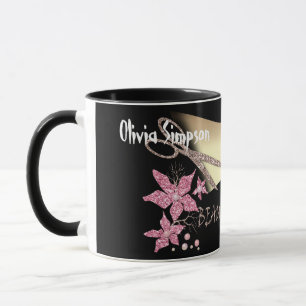 Friseur Glitter Glänzende Schere Blumen Schönheit Tasse
