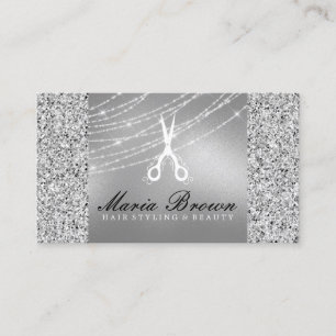Friseur Glitter Silver Luxury Visitenkarte