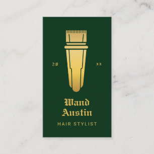 Friseur Grün- und Gold-Haarschneider Qr Code Visitenkarte