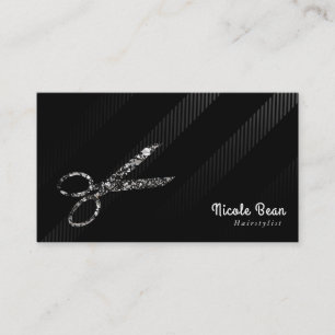 Friseur Haar Stylist Silber & Schwarz Chic Glam Visitenkarte