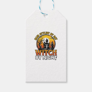 Friseur-Hexe bei Nacht Vintage-Halloween-Design Geschenkanhänger