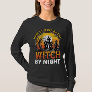 Friseur-Hexe bei Nacht Vintage-Halloween-Design T-Shirt