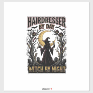 Friseur-Hexe Halloween-Stylist bei Tag Design_ Aufkleber