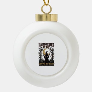 Friseur-Hexe Halloween-Stylist bei Tag Design_ Keramik Kugel-Ornament