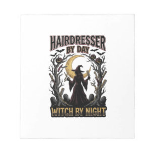 Friseur-Hexe Halloween-Stylist bei Tag Design_ Notizblock