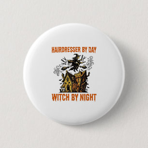 Friseur-Hexe Halloween Vintage-Salon-Shirt_1 Button