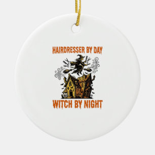 Friseur-Hexe Halloween Vintage-Salon-Shirt_1 Keramik Ornament