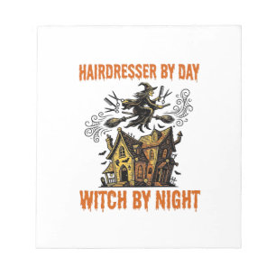 Friseur-Hexe Halloween Vintage-Salon-Shirt_1 Notizblock