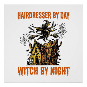 Friseur-Hexe Halloween Vintage-Salon-Shirt_1 Poster