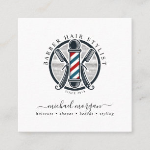 Friseur im Vintage-Barber-Shop Quadratische Visitenkarte