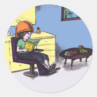 Friseur in einem Schönheitssalon Runder Aufkleber