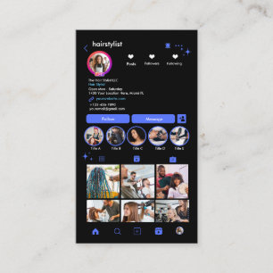 Friseur Instagram Blau Scanne um dich zu verbind Visitenkarte