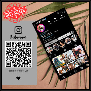 Friseur Instagram Grau Scanne um dich zu verbind Visitenkarte