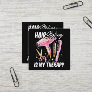 Friseur ist meine Therapie Quadratische Visitenkarte
